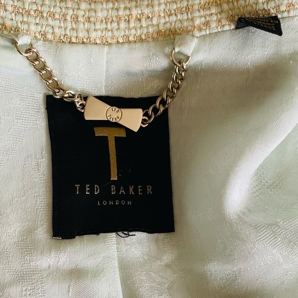 TED BAKER LONDON Mint/Cream/Gold Boucle Jacket - Picture 10 of 12